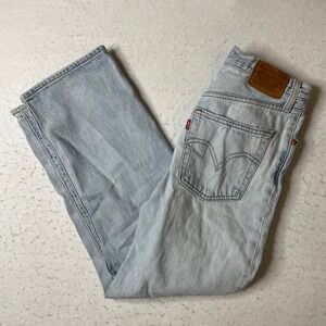 Levis Premium Ribcage Straight Leg Jeans Light Wash Denim Womens Size 27